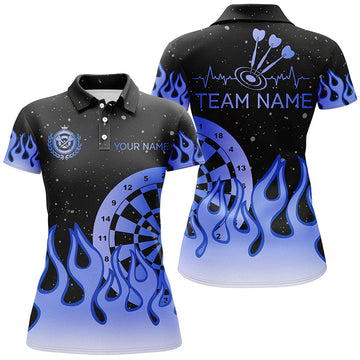 Blauwe Vlam Darts Polo & Kwart-Ritssluiting Shirt voor Dames T2299
