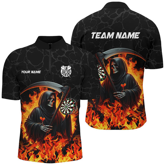 Men's Skeleton Flame Darts Polo & Quarter-Zip Shirts T1669