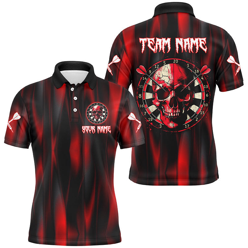 Custom Red Skull Darts Board Men's Polo Shirt - Team League Darts Jersey Uniform T1515