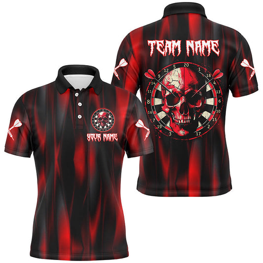 Custom Red Skull Darts Board Men's Polo Shirt - Team League Darts Jersey Uniform T1515