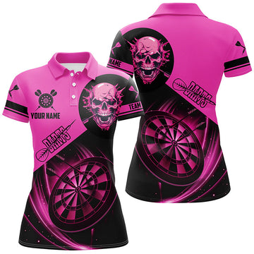 Persoonlijke Roze Darts T-shirts met Doodskop voor Vrouwen T2109