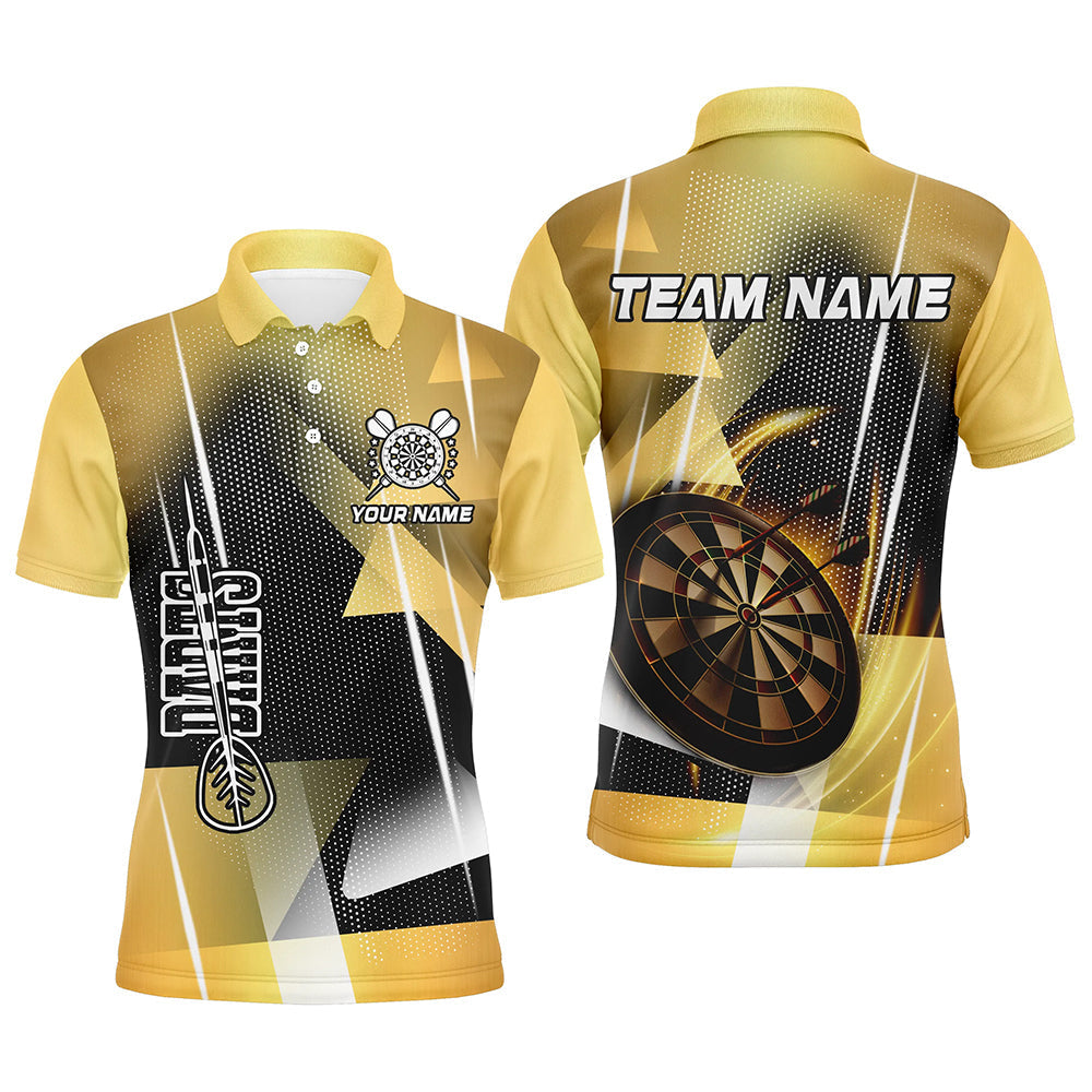 Op maat gemaakte 3D Gele Darts Polo & Quarter-Zip Shirt voor Mannen T2267