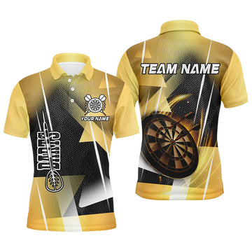 Op maat gemaakte 3D Gele Darts Polo & Quarter-Zip Shirt voor Mannen T2267