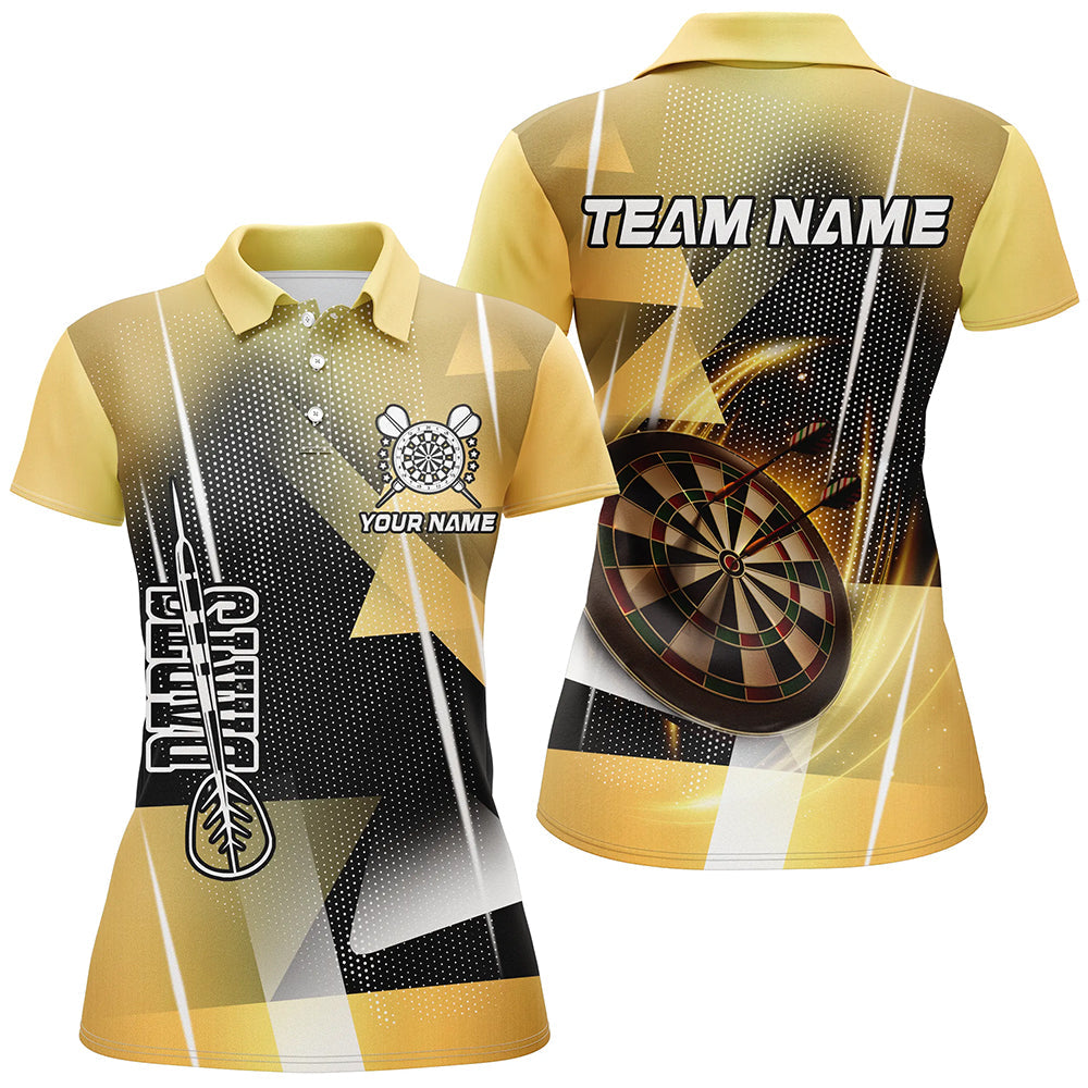Op maat gemaakte Gele Darts Polo & Quarter-Zip Shirt voor Dames T2267