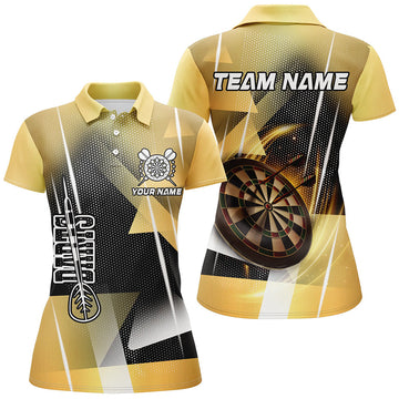 Op maat gemaakte Gele Darts Polo & Quarter-Zip Shirt voor Dames T2267