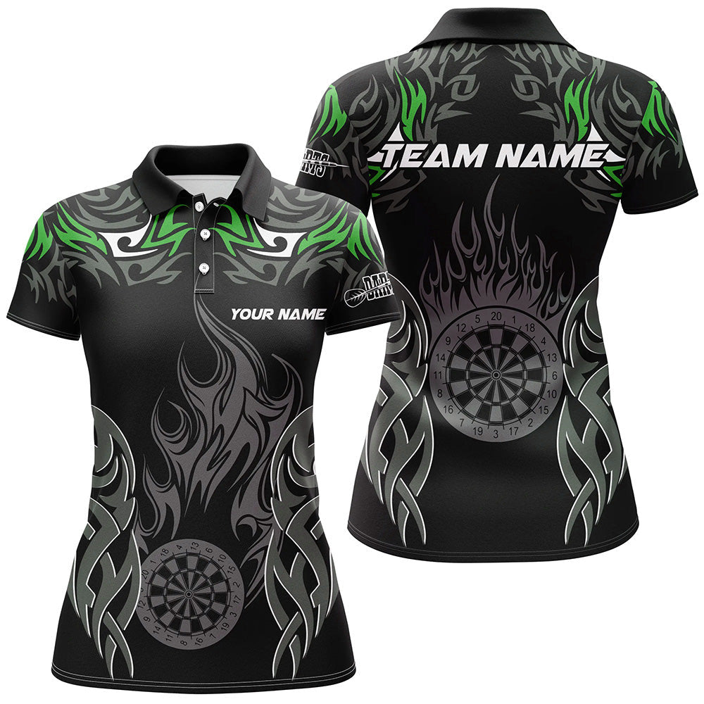 Dames Darts Jersey - Groene Vlammen Design T2333