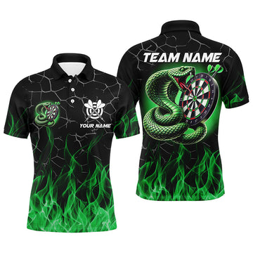 Op maat gemaakte Groene Vuurvlam Darts T-shirts voor Mannen T2108