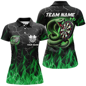 Op maat gemaakte Groene Vuurvlam Darts T-shirts voor Dames T2108