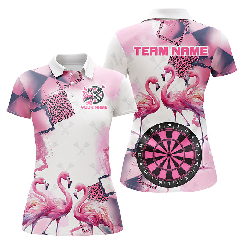 Dames Roze Ruit Flamingo Darts Shirt T2186