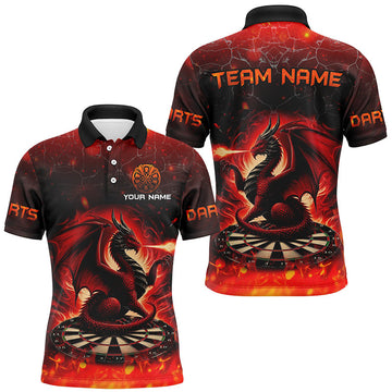 Darts Draak Vuur 3D Geprinte Shirt voor Mannen - Rood T2211