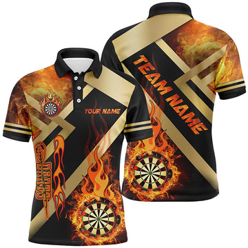 Persoonlijke Gouden & Zwarte Dartbord Vlam Darts T-shirts voor Mannen T2048