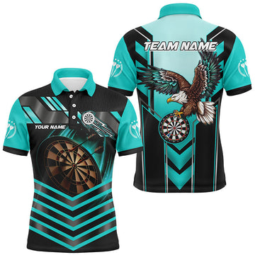 Op maat gemaakt Adelaar Darts T-shirt voor Mannen - Turquoise Dartbord Licht T2050