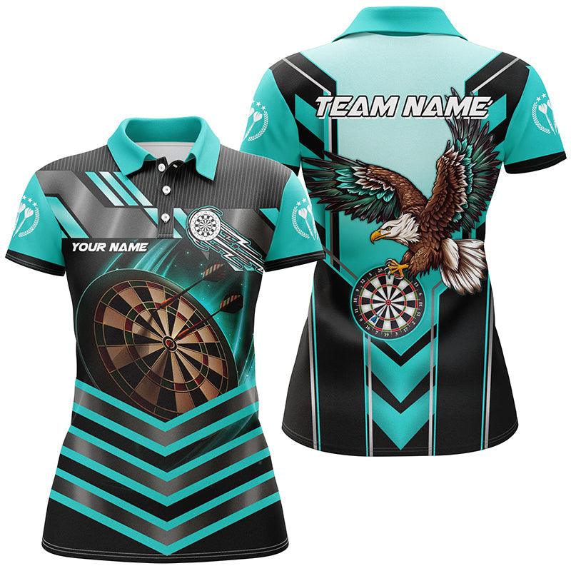 Vrouwenshirt met Aangepaste Turquoise Dartbord en Adelaar T2050