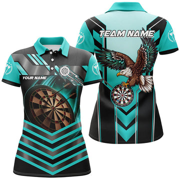 Vrouwenshirt met Aangepaste Turquoise Dartbord en Adelaar T2050