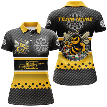 Geel & Zwart Gepersonaliseerd Darts T-shirt voor Vrouwen T2331