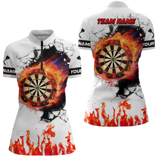 Women's Orange Dartboard Flame 3D Darts Quarter-Zip Shirt T1391