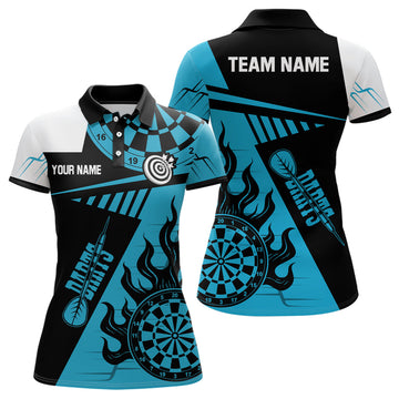 Dames Darts Polo en Kwartrits Shirt in Blauw en Zwart T1991