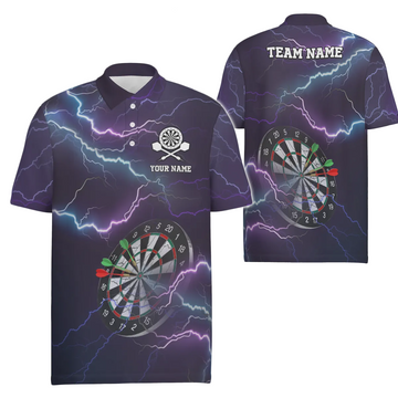 Heren Polo Shirt met Bliksem en Donder - Paars C5131