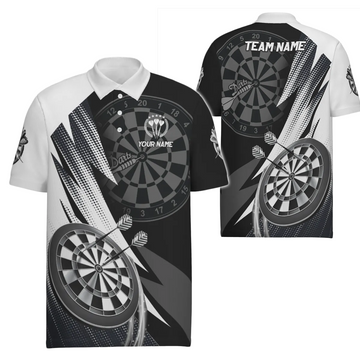 Heren Darts Poloshirt in Zwart en Wit O5645