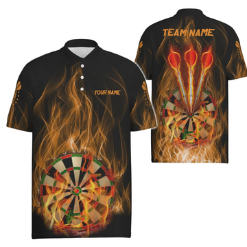 Heren Dart Polo Shirt V359 met Vuurvlammen