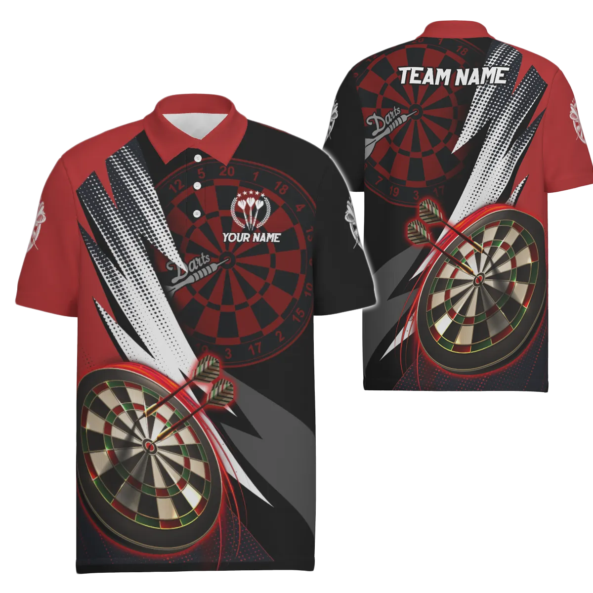 Heren Darts Polo Shirt in Rood en Zwart Z357
