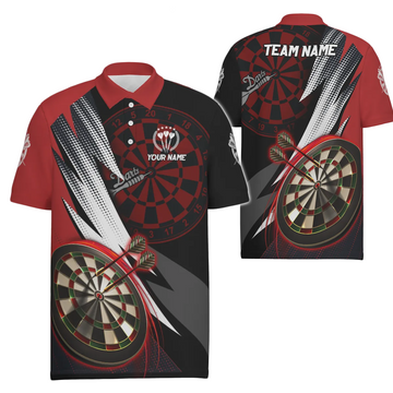 Heren Darts Polo Shirt in Rood en Zwart Z357