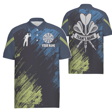 Heren Darts Polo Shirt in Groen en Blauw N335