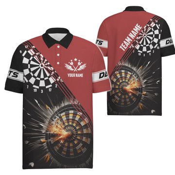 Heren Polo Shirt met Zwart-Rode Dartdesign S2721