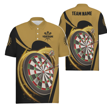 Persoonlijke Gele en Zwarte Darts Poloshirt voor Mannen T282