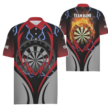Heren Polo Shirt met Bliksem en Vlammen A590