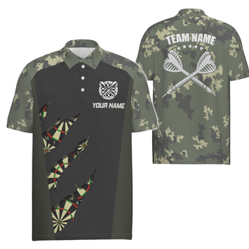 Heren Polo Shirt in Groene Camouflage voor Darten C582