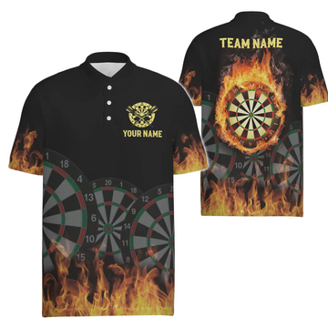 3D Vuurvlammen Darts Poloshirt voor Mannen A560