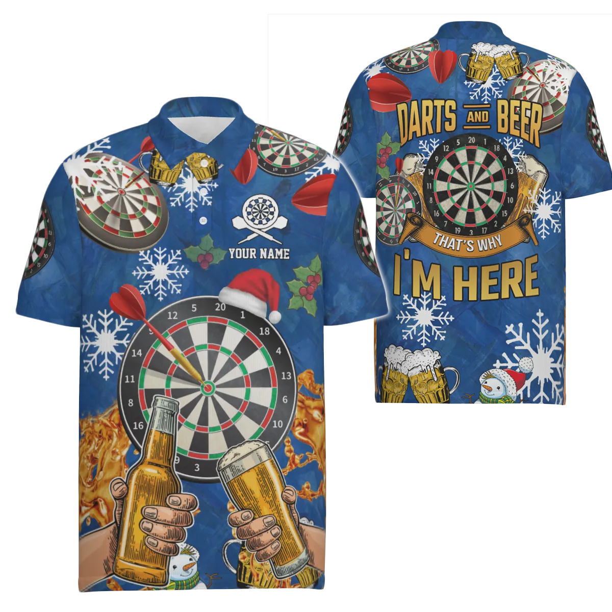 Heren Kerst Darts Bier Polo Shirt A617