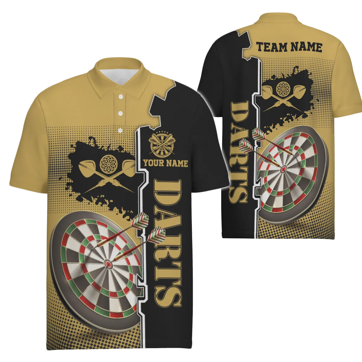 Heren Darts Polo Shirt in Geel en Zwart C677
