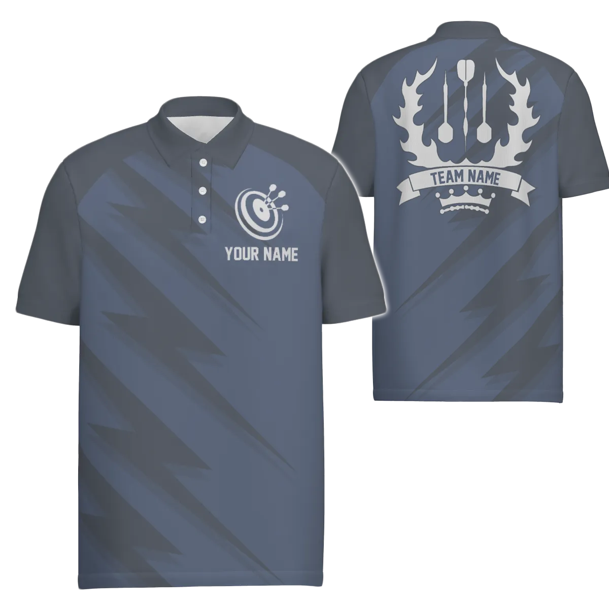 Op maat gemaakte Heren Polo met Bliksemprint in Marineblauw Z369