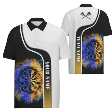 Heren Dart Poloshirt met Vlammenpatroon Q841
