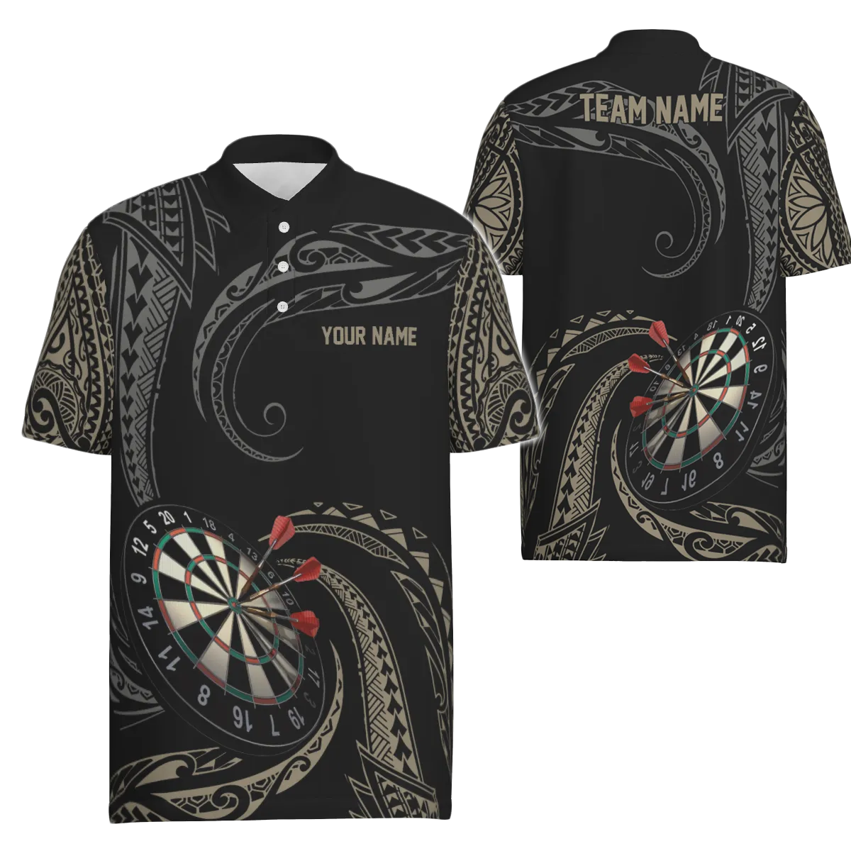 Heren Polo Shirt K468 met Tribal Darts Motief
