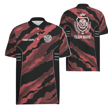 Heren Polo Shirt met Rode Camouflage Darts C214