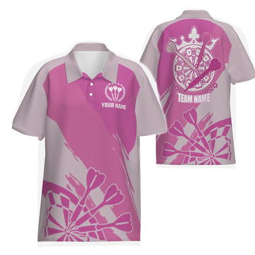 Heren Polo Shirt in Roze met Darts y6174