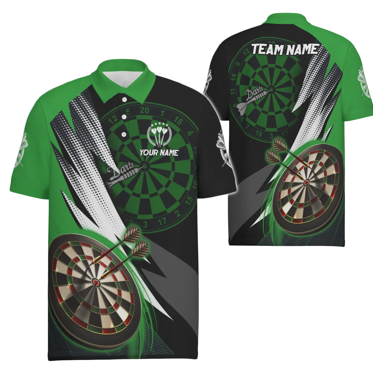 Heren Darts Polo Shirt in Groen en Zwart S608