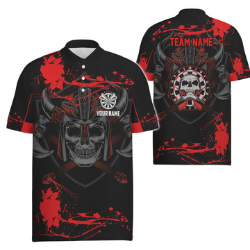 Heren Polo Shirt met Rode Krijger Skulls - G148
