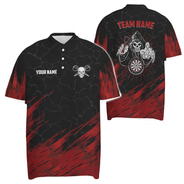 Heren Polo met 3D Skull in Rood en Zwart - Q208 P