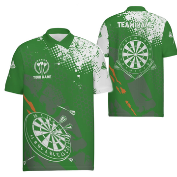 Heren Retro Groene en Witte Darts Polo A103