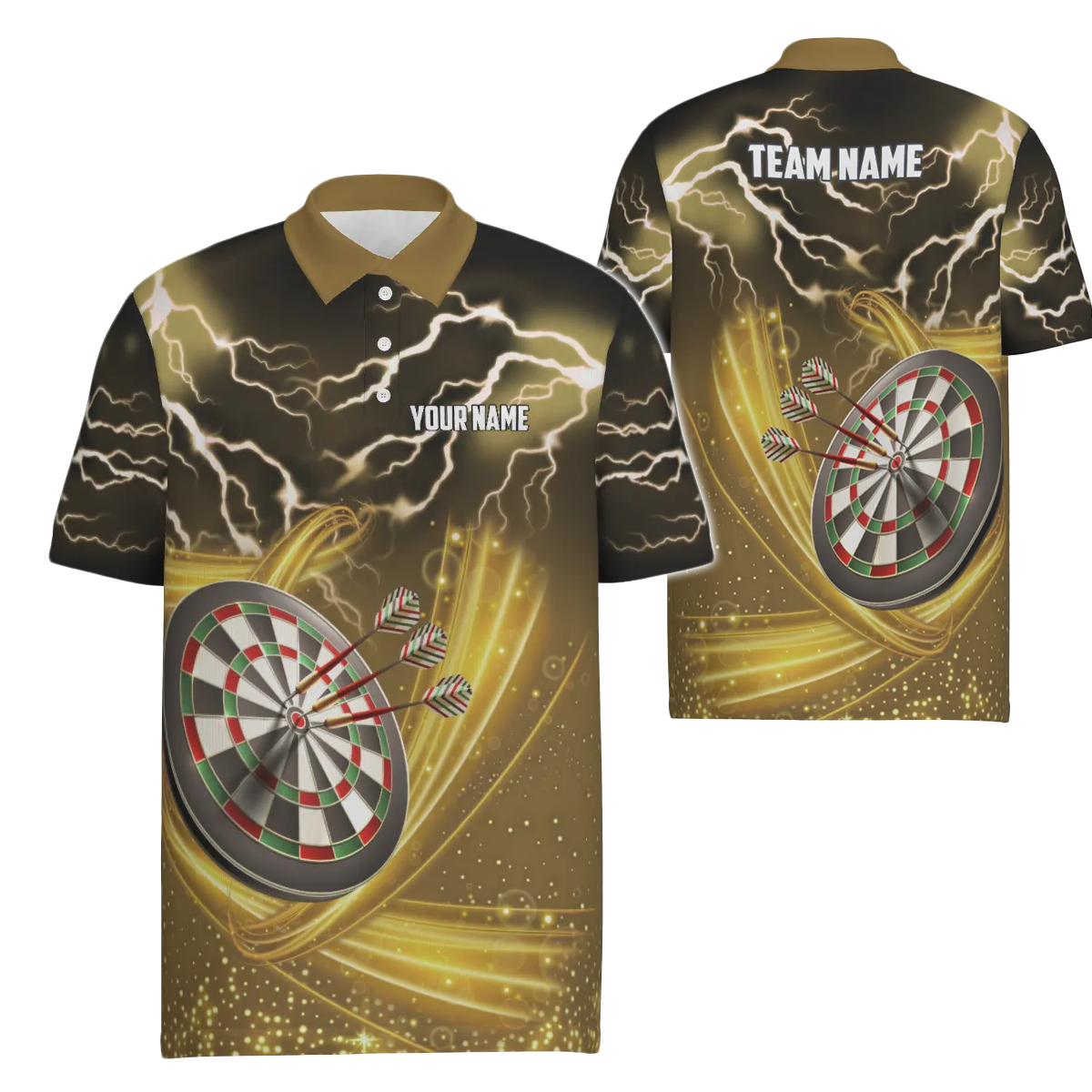 Heren Polo Shirt met Bliksem en Donder - Geel E531