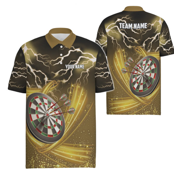 Heren Polo Shirt met Bliksem en Donder - Geel E531