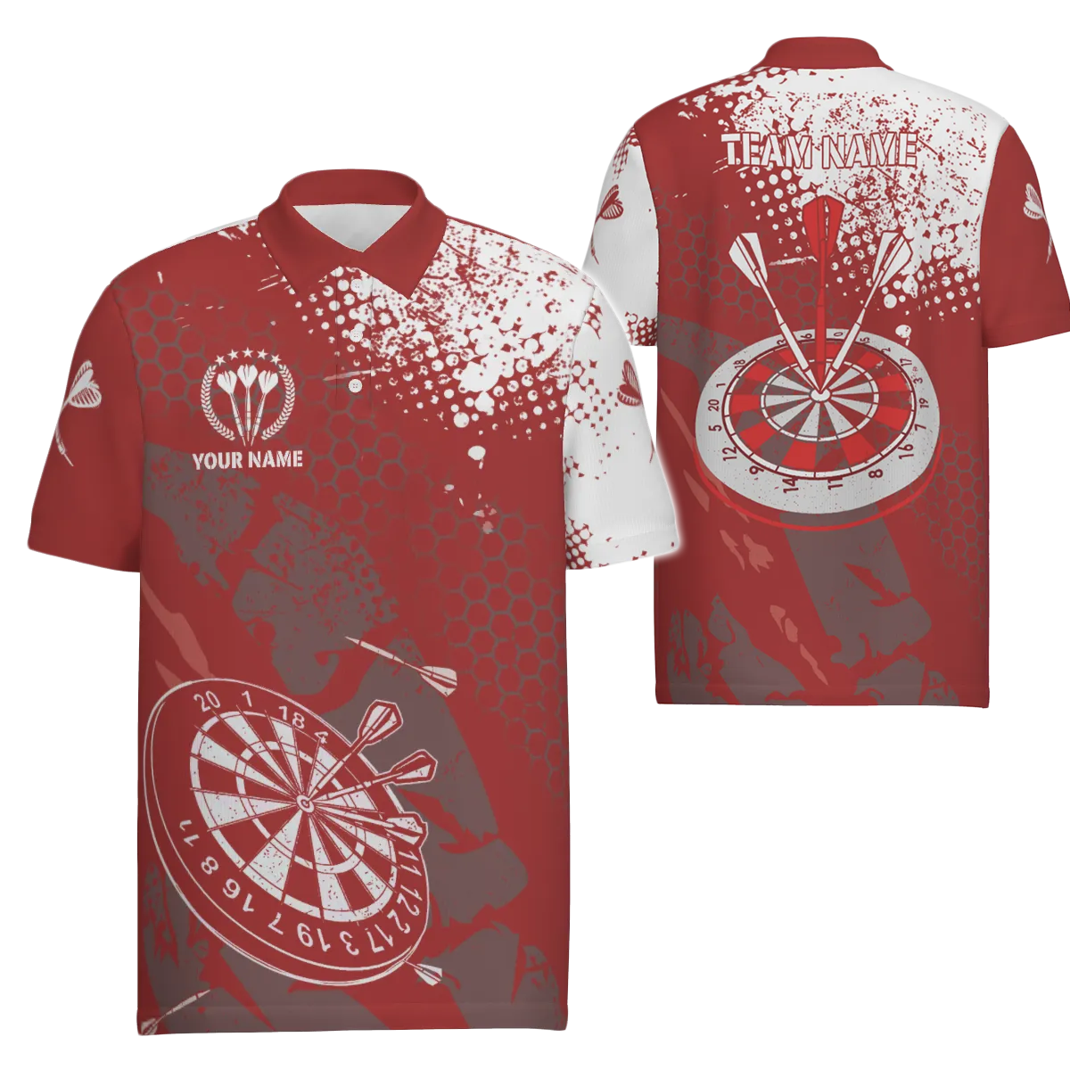 Heren Retro Rode en Witte Dart Polo B987