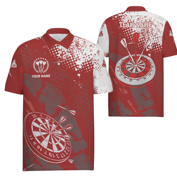 Heren Retro Rode en Witte Dart Polo B987