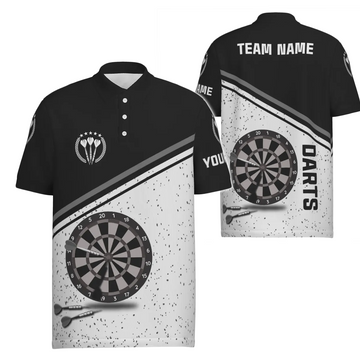 Heren Grunge Darts Polo Shirt in Zwart en Wit E467 R1711