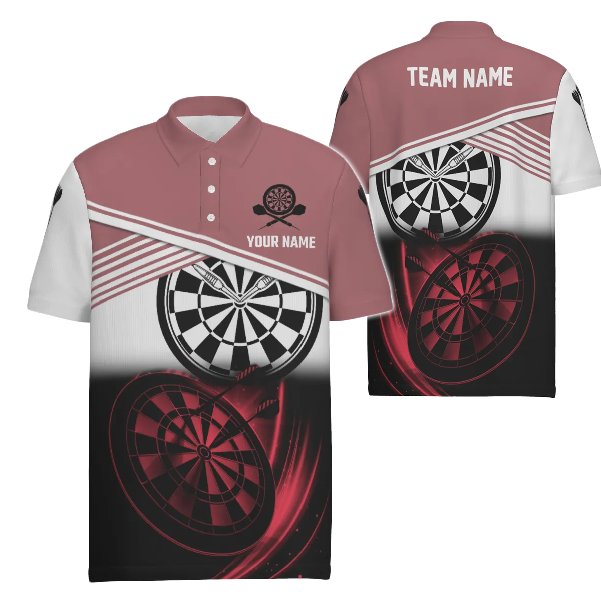 Heren Darts Polo Shirt in Rood en Zwart Q362