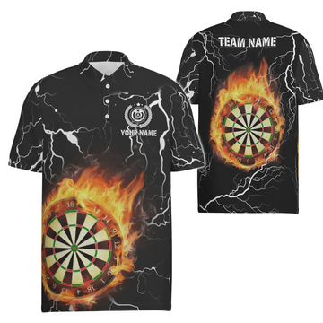 Heren Darts Poloshirt met Vlam Darts, Bliksem en Donder Z860
